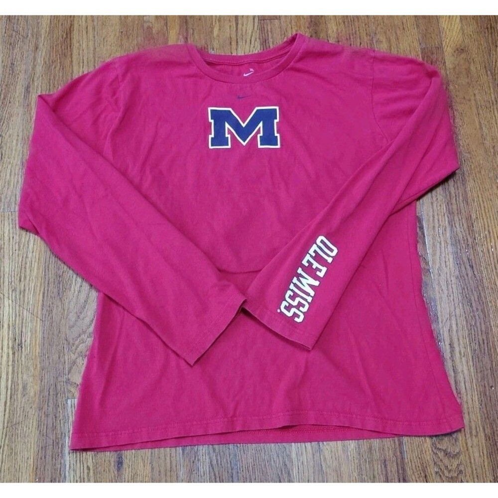 Ole Miss Rebels sz XL(18-20)kids long sleeve red nike pullover shirt Mississipi